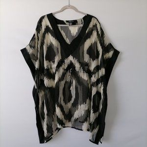 Midnight Velvet Women's Black Multi Kimono Sleeve Cover Up Poncho Size One Size